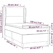 vidaXL Boxspringbett mit Matratze Creme 90x190 cm Stoff