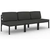 vidaXL Gartensofa 3-Sitzer mit Kissen Aluminium Anthrazit