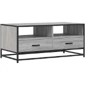 vidaXL Couchtisch Grau Sonoma 100x50x45 cm Holzwerkstoff und Metall