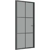 vidaXL Innentür 93x201,5 cm Schwarz ESG-Glas und Aluminium