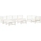 vidaXL 9-tlg. Garten-Lounge-Set Weiß Massivholz Kiefer