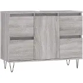 vidaXL Badschrank Grau Sonoma 80x33x60 cm Holzwerkstoff