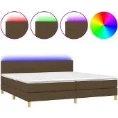 vidaXL Boxspringbett mit Matratze & LED Dunkelbraun 200x200 cm Stoff