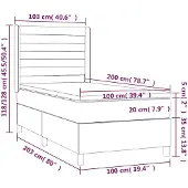 vidaXL Boxspringbett mit Matratze Taupe 100x200 cm Stoff