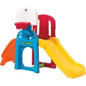 Step2 Game Time Sports Climber Spielgerät mit Rutsche und vielen Spielmöglichkeiten | Kinderrutsche, Basketballkorb, Kletterwand aus Kunststoff