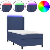 vidaXL Boxspringbett mit Matratze & LED Blau 80x200 cm Stoff