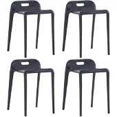 vidaXL Stapelbare Hocker 4 Stk. Schwarz Kunststoff