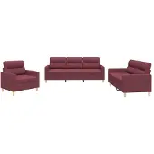 vidaXL 3-tlg. Sofagarnitur mit Kissen Weinrot Stoff