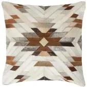 Homescapes PATCHWORK-KISSEN Fell & Leder 45/45 cm Ethno-Muster