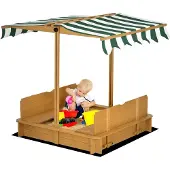Outsunny SANDKASTEN aus Tannenholz Polyester Grün Weiß