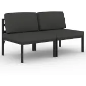 vidaXL Gartensofa 2-Sitzer mit Kissen Aluminium Anthrazit