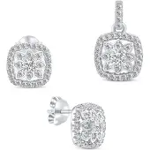 Brilio Silver Shiny silver jewelry set with zircons SET217W