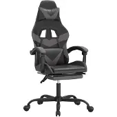 vidaXL Gaming-Stuhl mit Fußstütze Schwarz und Grau Kunstleder