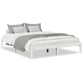 vidaXL Massivholzbett Extra Lang ohne Matratze Weiß 160x210 Kieferholz