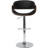 Miliboo - Design-Barhocker höhenverstellbar schwarz und dunkles Holz BENT