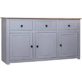 vidaXL Sideboard Grau 135x40x80 cm Kiefernholz Panama