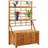 vidaXL Aufbewahrungstruhe mit Rankgitter 99x55x160cm Massivholz Akazie