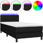 vidaXL Boxspringbett mit Matratze & LED Schwarz 80x200 cm Stoff