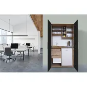 Respekta Küche Büroküche Miniküche Singleküche Eiche Schwarz Peter 104 cm, mit Glaskeramikkochfeld, ohne Mikrowelle