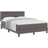 vidaXL Boxspringbett mit Matratze Grau 160 x 200 cm Kunstleder