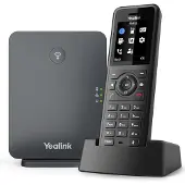 Yealink W77P, IP-Telefon, Schwarz, Kabelloses Mobilteil, Tisch/Wand, Staubresistent, Kratzresistent, Schockresistent, Spritzwassergeschützt, 50 m