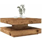vidaXL Couchtisch 360-Grad Drehbar Altholz-Optik 70x70x34,5 cm
