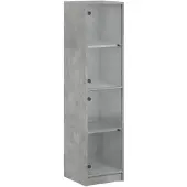 vidaXL Highboard mit Glastüren Betongrau 35x37x142 cm