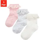 H.I.S. Socken "Babysocken Ajour" Packung, 3 Paar tlg. mit feinem Ajour Strickmuster und kleiner Rüsche