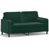 vidaXL 2-Sitzer-Sofa mit Zierkissen Dunkelgrün 140 cm Samt