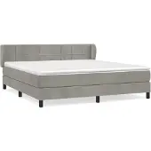 vidaXL Boxspringbett mit Matratze Hellgrau 160x200 cm Samt