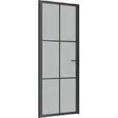 vidaXL Innentür 83x201,5 cm Schwarz Mattglas und Aluminium