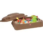 Step2 Play & Store Sandkasten mit Deckel und Sitzecken| Kunststoff Sand Kasten mit Abdeckung für Kinder