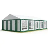 TOOLPORT Partyzelt Festzelt 5x10 m Garten-Pavillon PVC Plane 700 N in grün-weiß Wasserdicht