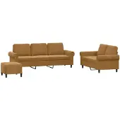vidaXL 3-tlg. Sofagarnitur mit Kissen Braun Samt