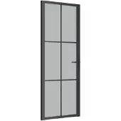 vidaXL Innentür 76x201,5 cm Schwarz Mattglas und Aluminium