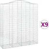 vidaXL Gabionen mit Hochbogen 9 Stk. 200x50x220/240cm Verzinktes Eisen