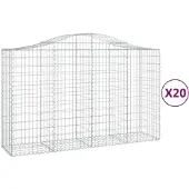 vidaXL Gabionen mit Hochbogen 20Stk. 200x50x120/140cm Verzinktes Eisen