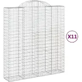 vidaXL Gabionen mit Hochbogen 11Stk. 200x50x220/240cm Verzinktes Eisen