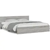 vidaXL Bettgestell mit Kopfteil Grau Sonoma 180x200 cm