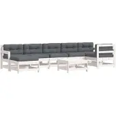 vidaXL 8-tlg. Garten-Lounge-Set mit Kissen Weiß Massivholz
