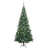 vidaXL Kunstkerstbaum mit Licht und Bällen, 240 cm, grün