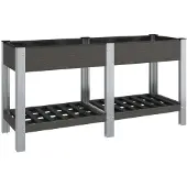 vidaXL Garten-Hochbeet mit Ablage Grau 175x50x75 cm WPC