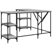 vidaXL Schreibtisch Grau Sonoma 139x139x75 cm Holzwerkstoff