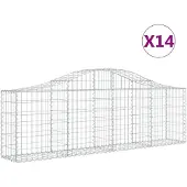 vidaXL Gabionen mit Hochbogen 14 Stk. 200x30x60/80 cm Verzinktes Eisen