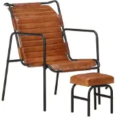 vidaXL Relaxsessel mit Fußhocker Braun Echtleder