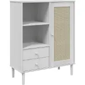 vidaXL Highboard SENJA Rattan-Optik Weiß 90x40x112 cm Kiefernholz
