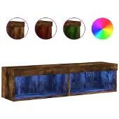 vidaXL TV-Schränke mit LED-Leuchten 2 Stk. Räuchereiche 60x30x30 cm