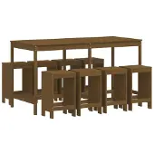 vidaXL 9-tlg. Gartenbar-Set Honigbraun Massivholz Kiefer