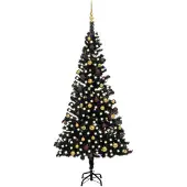 vidaXL Künstlicher Weihnachtsbaum Beleuchtung & Kugeln Schwarz 240 cm