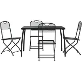 DKD Home Decor 5-tlg. Garten-Essgruppe Anthrazit Streckgitter